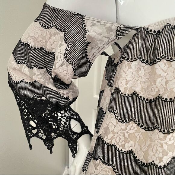 VaVa By Joy Han Rochelle Black/Gray/Tan Off The Shoulder Dress Women’s Sz L - Picture 3 of 14